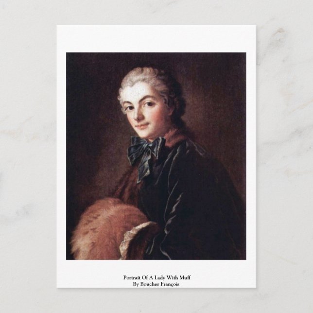Portrait Of A Lady With Muff By Boucher François Postcard (Front)