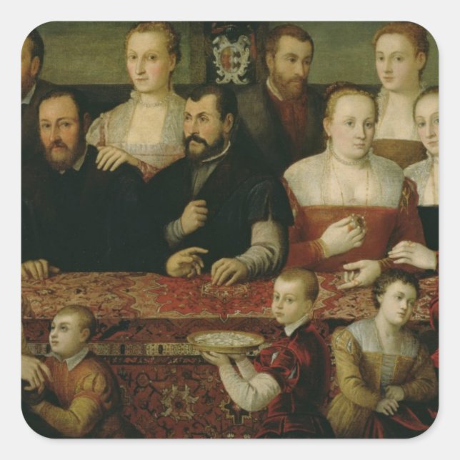 Portrait of a Large Family Square Sticker (Front)