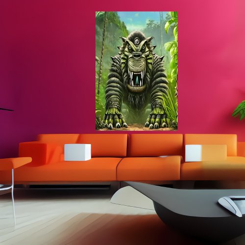 Portrait of a large fantasy beast  AI Art Poster