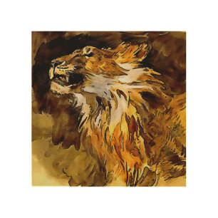 Portrait Of A Lion Acrylic Painting Wood Wall Art