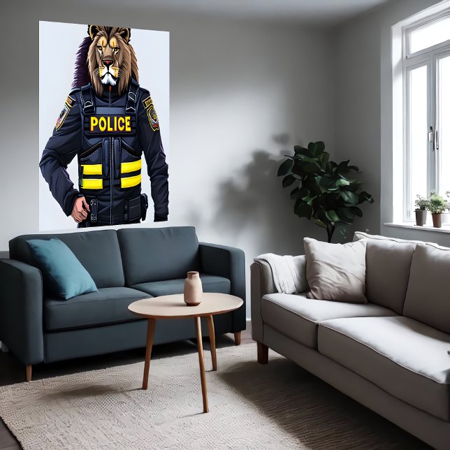 Portrait of a Lion in police uniform | AI Art Poster (Creator Uploaded)