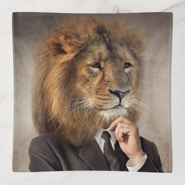 Portrait of A Lion Trinket Tray (Front)