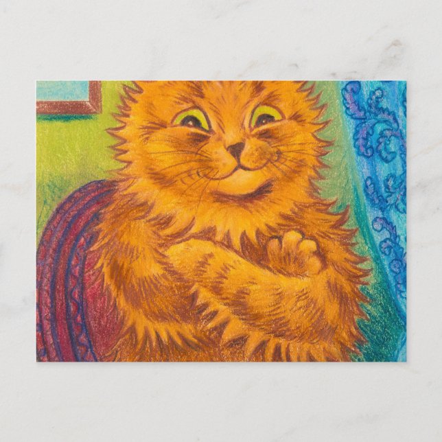 Portrait of a Literary Orange Cat by Louis Wain Postcard (Front)
