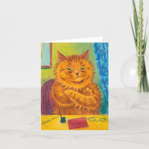 Portrait of a Literary Orange Cat by Louis Wain Thank You Card