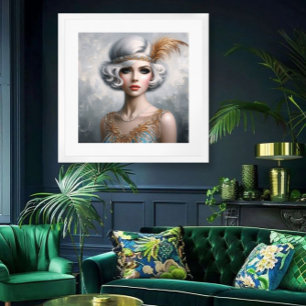 Portrait of a Lovely Flapper Girl Framed Art