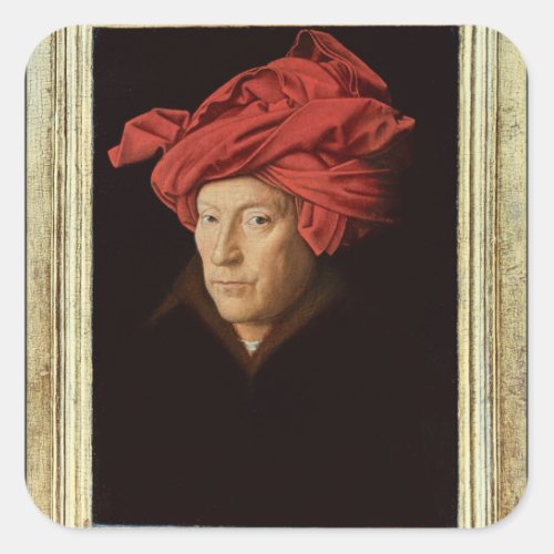 Portrait of a Man 1433 oil on oak see also 422 Square Sticker