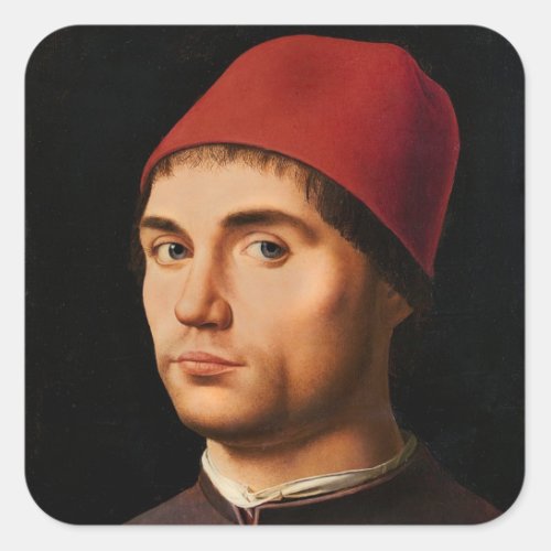 Portrait of a Man c1475 Square Sticker