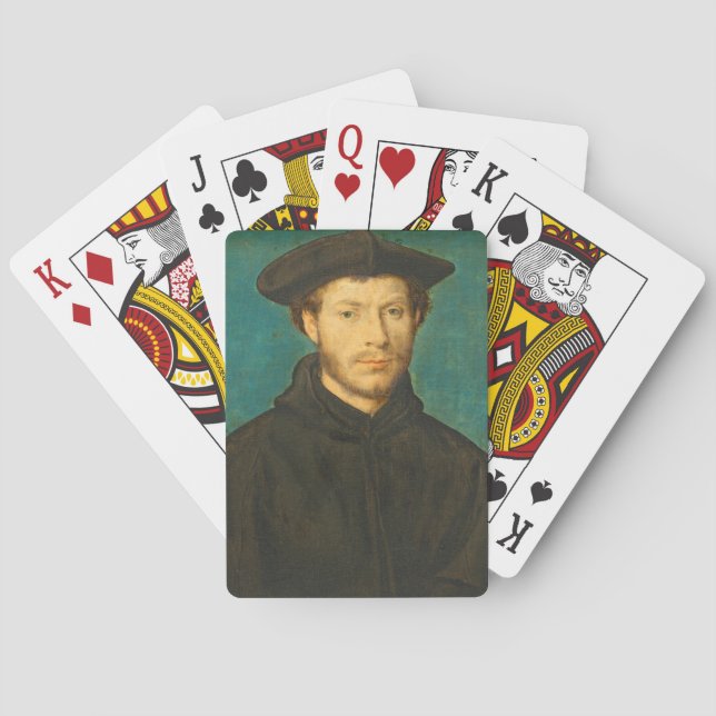 Portrait of a man, c. 1536 - 40 (oil on walnut) poker cards (Back)