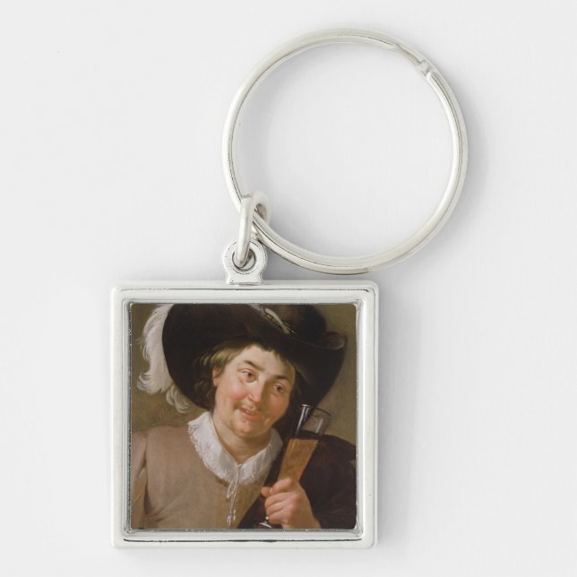 Portrait of a Man Holding a Wine Glass Keychain (Front)