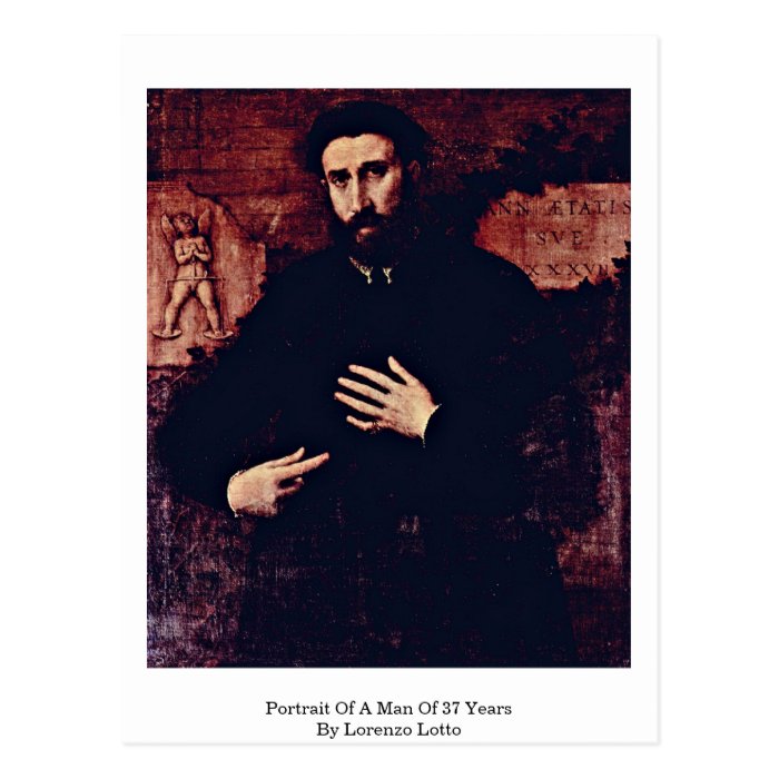 Portrait Of A Man Of 37 Years By Lorenzo Lotto Postcard