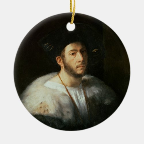 Portrait of a man possibly Cesare Borgia 1476_15 Ceramic Ornament