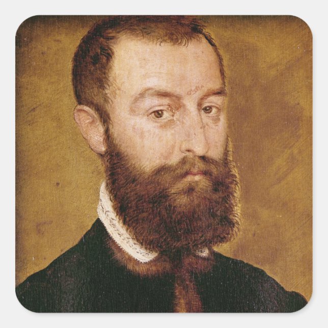Portrait of a Man with a Beard Square Sticker (Front)