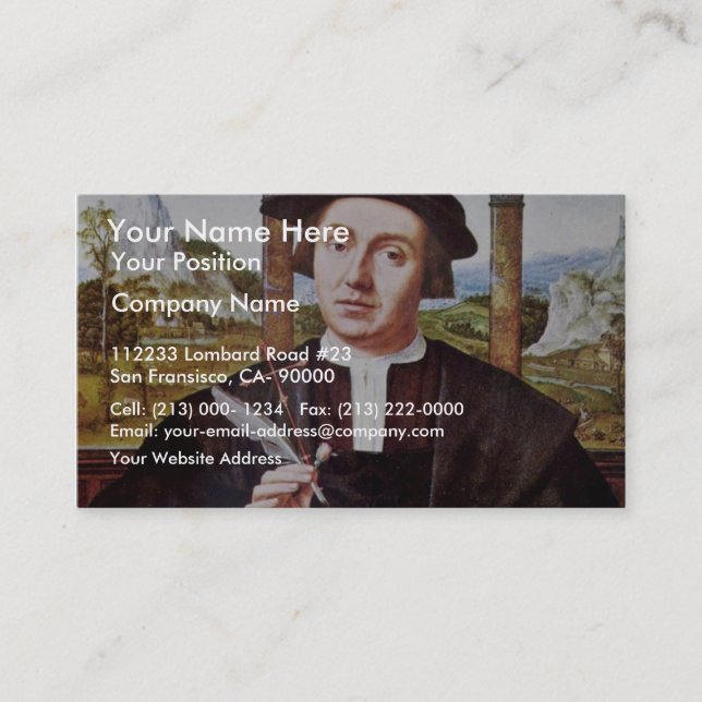 Portrait Of A Notary By Quentin Massys Business Card (Front)