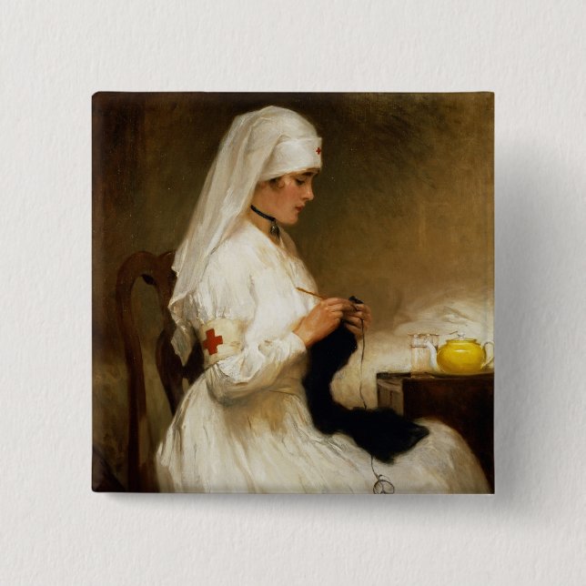 Portrait of a Nurse from the Red Cross Pinback Button (Front)