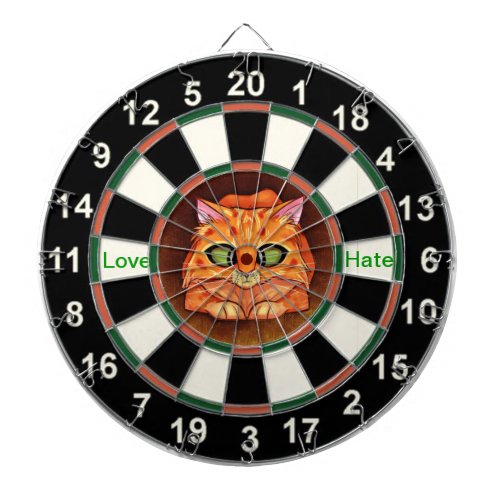 Portrait of a orange cat dart board