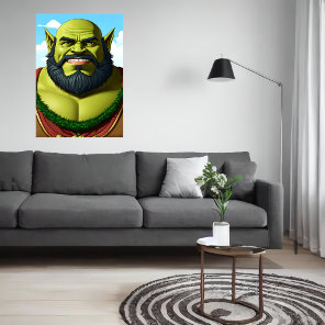 Portrait of a orc dwarf hybrid with beard | AI Art Poster