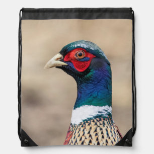 Portrait of a pheasant drawstring bag