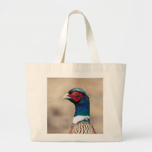 Portrait of a pheasant large tote bag
