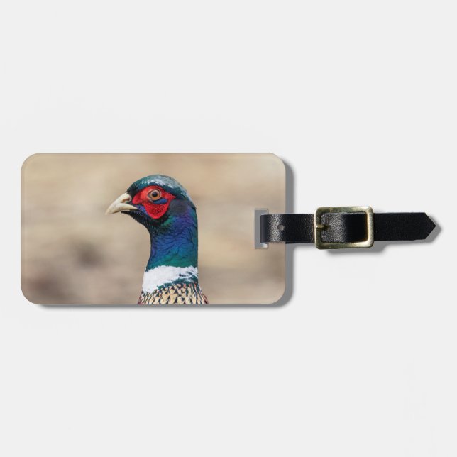 Portrait of a pheasant luggage tag (Front Horizontal)