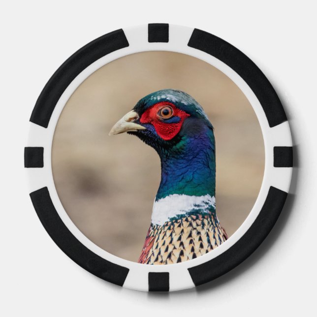 Portrait of a pheasant poker chips (Front)