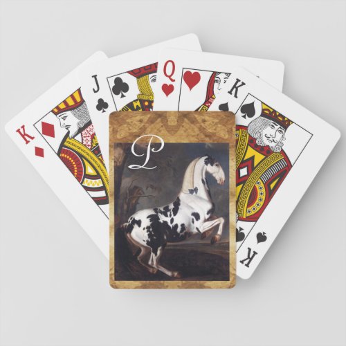 Portrait of a Piebald Horse Parchment Monogram Poker Cards