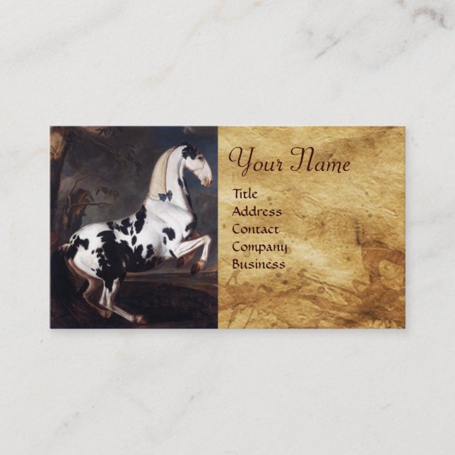 Portrait of a Piebald ,Parchment Monogram Business Card (Front)