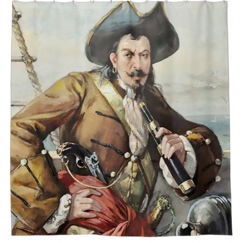 âœPortrait of a Pirateâ by Unknown Artist Shower Curtain