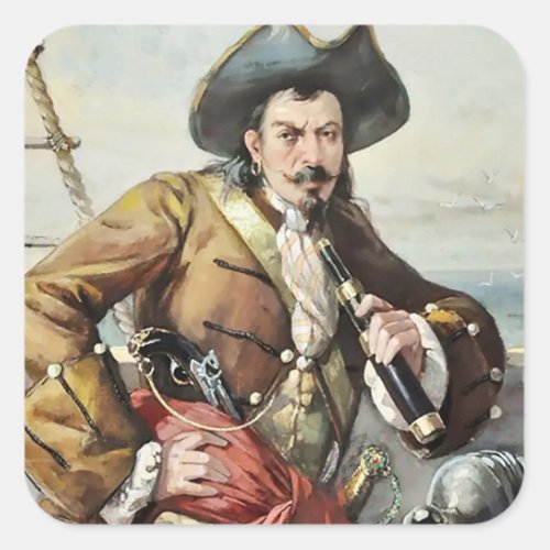 Portrait of a Pirate by Unknown Artist Square Sticker