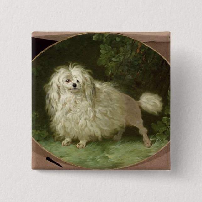 Portrait of a Poodle Pinback Button (Front)