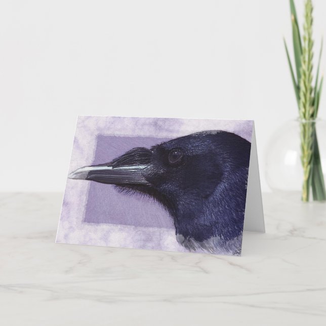Portrait of a Raven Corvid-lovers Art Design Card (Front)