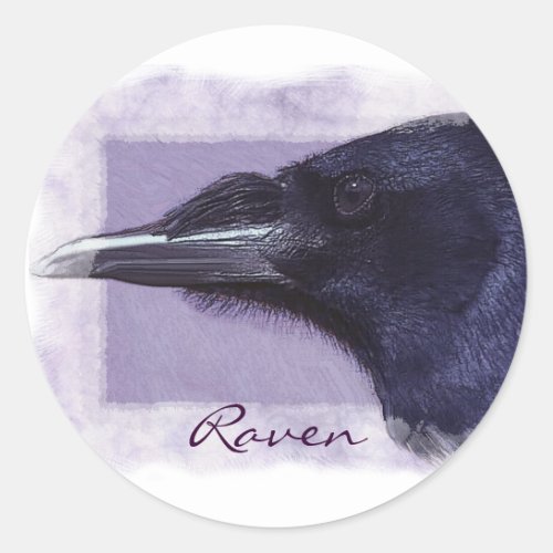 Portrait of a Raven Corvid_lovers Art Design Classic Round Sticker