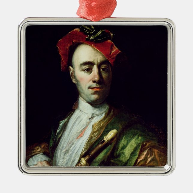 Portrait of a Recorder Player Metal Ornament (Front)
