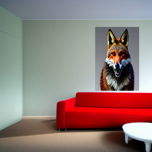Portrait of a red fox AI Art Poster