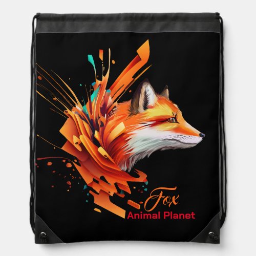Portrait of a red fox drawstring bag