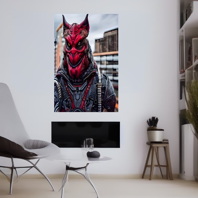 Portrait of a red scary alien | AI Art  Poster (Creator Uploaded)