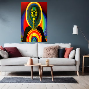 Portrait of a robot alien AI Art Poster