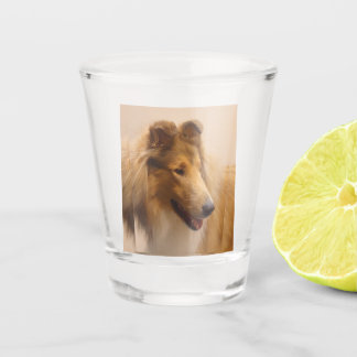Portrait of a Rough Sable Collie Shot Glass