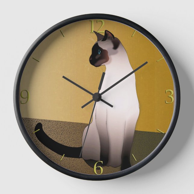 Portrait of a Seal Point Siamese Cat Clock (Front)