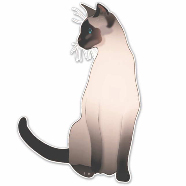 Portrait of a Seal Point Siamese Cat Sticker (Front)