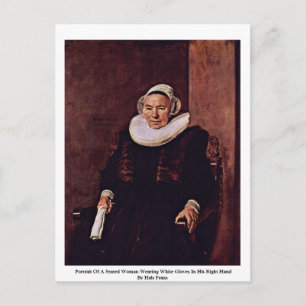 Portrait Of A Seated Woman Wearing White Gloves Postcard