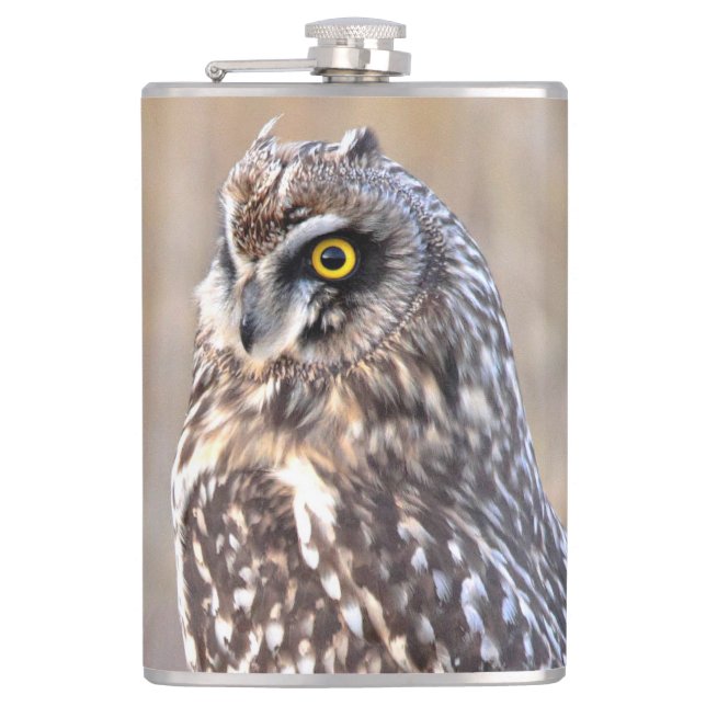 Portrait of a Short-Eared Owl Flask (Front)
