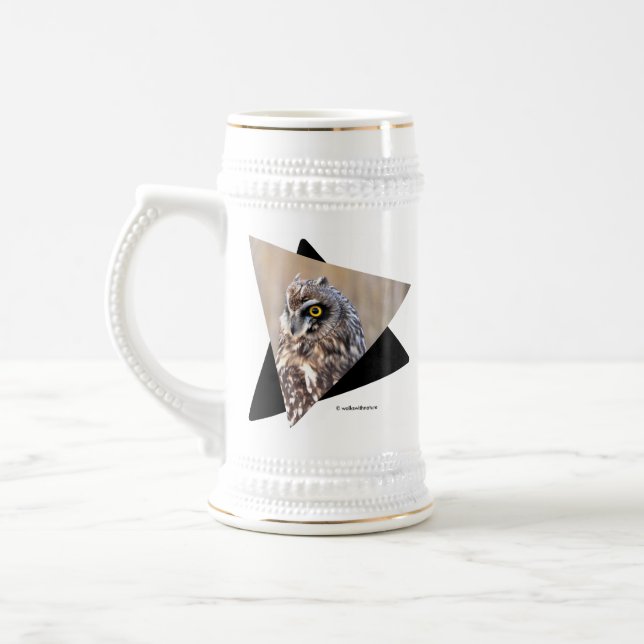 Portrait of a Short-Eared Owl in the Marshes Beer Stein (Left)
