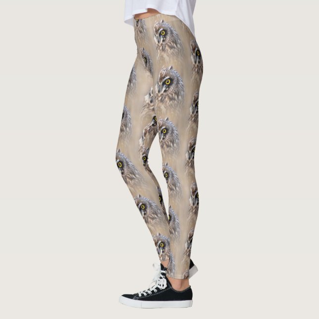 Portrait of a Short-Eared Owl in the Marshes Leggings (Left)