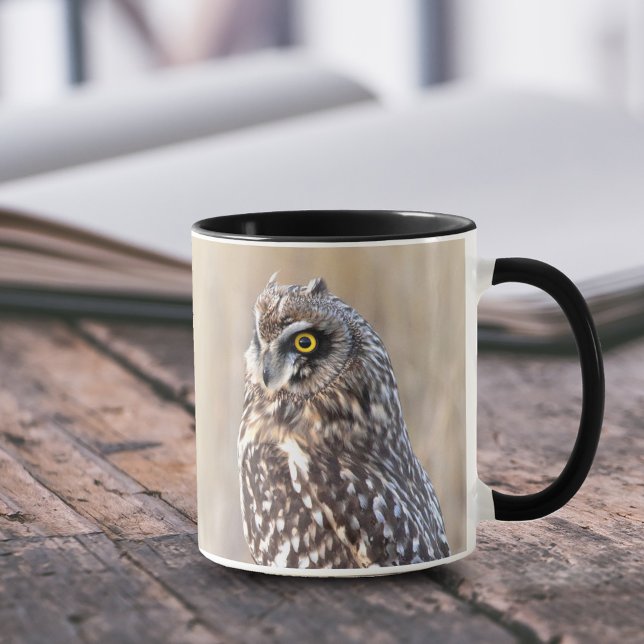 Portrait of a Short-Eared Owl in the Marshes Mug (Short-Eared Owl in the Marshes 11 oz Coffee Mug Cover Photo.)