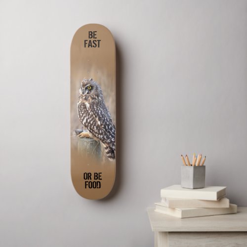 Portrait of a Short_Eared Owl in the Marshes Skateboard