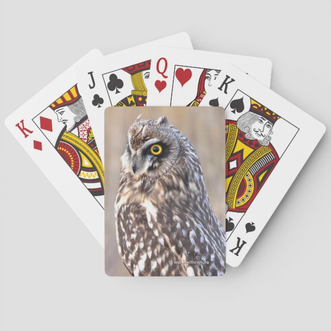Portrait of a Short-Eared Owl Poker Cards (Back)