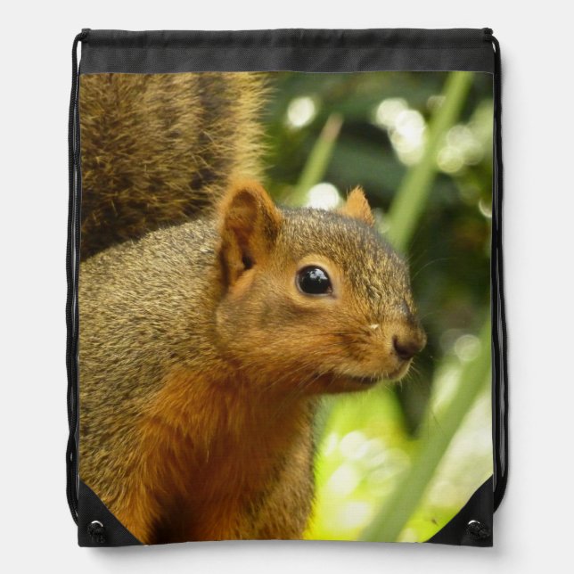 Portrait of a Squirrel Nature Animal Photography Drawstring Bag (Front)