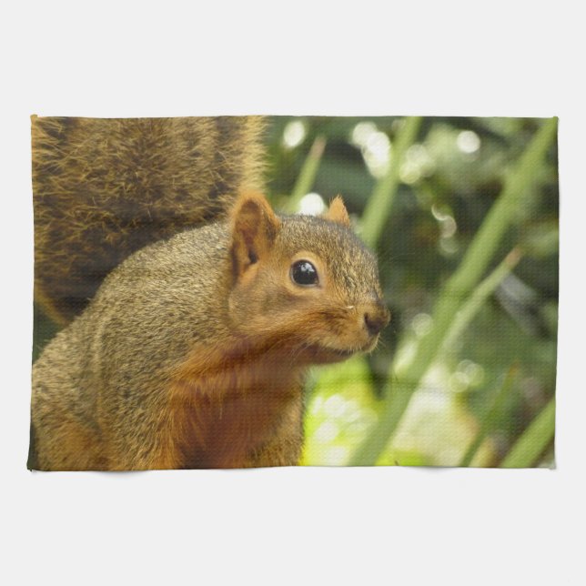 Portrait of a Squirrel Nature Animal Photography Kitchen Towel (Horizontal)