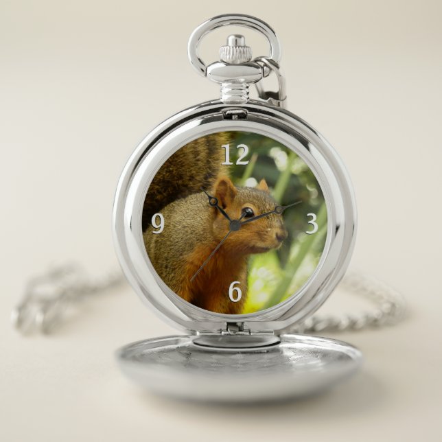Portrait of a Squirrel Nature Animal Photography Pocket Watch (Inside)