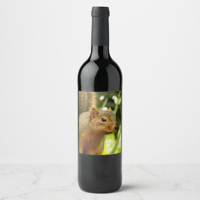 Portrait of a Squirrel Nature Animal Photography Wine Label (Front)